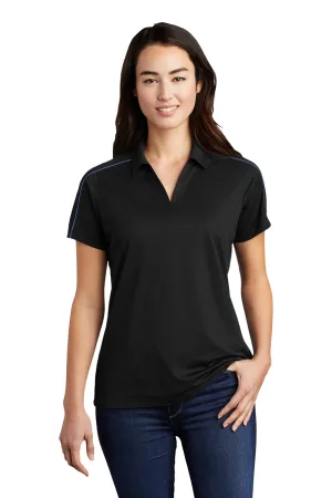 Sport-Tek Womens Sport-Wick Moisture Wicking Short Sleeve Polo Shirt - Black/True Royal Blue