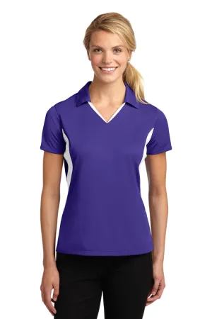 Sport-Tek Womens Sport-Wick Moisture Wicking Short Sleeve Polo Shirt - Purple/White