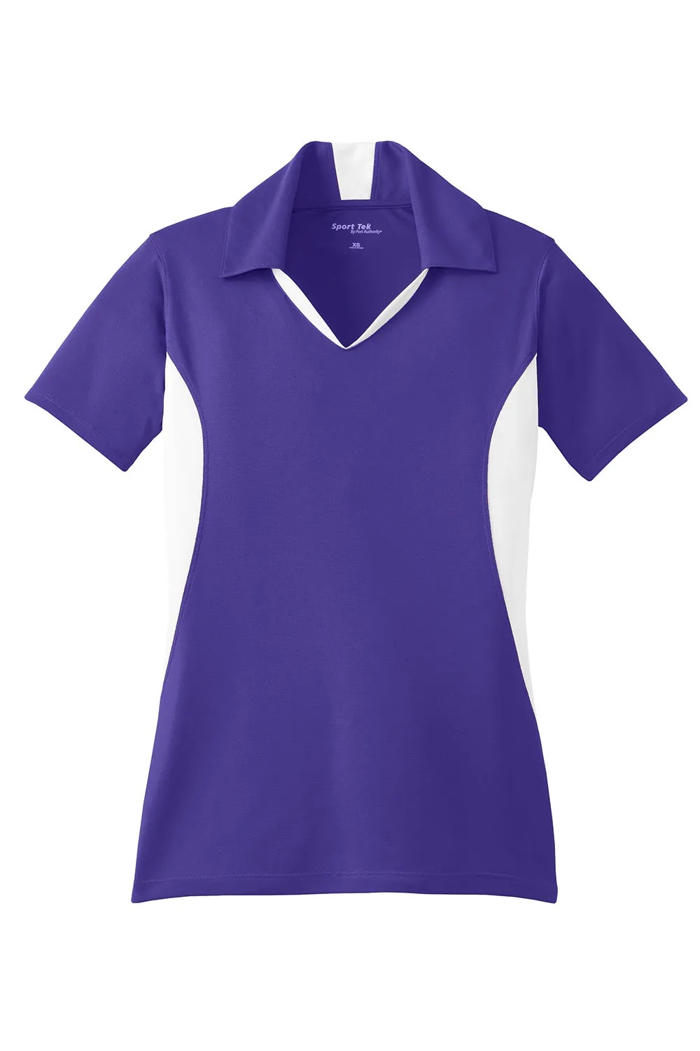 Sport-Tek Womens Sport-Wick Moisture Wicking Short Sleeve Polo Shirt - Purple/White