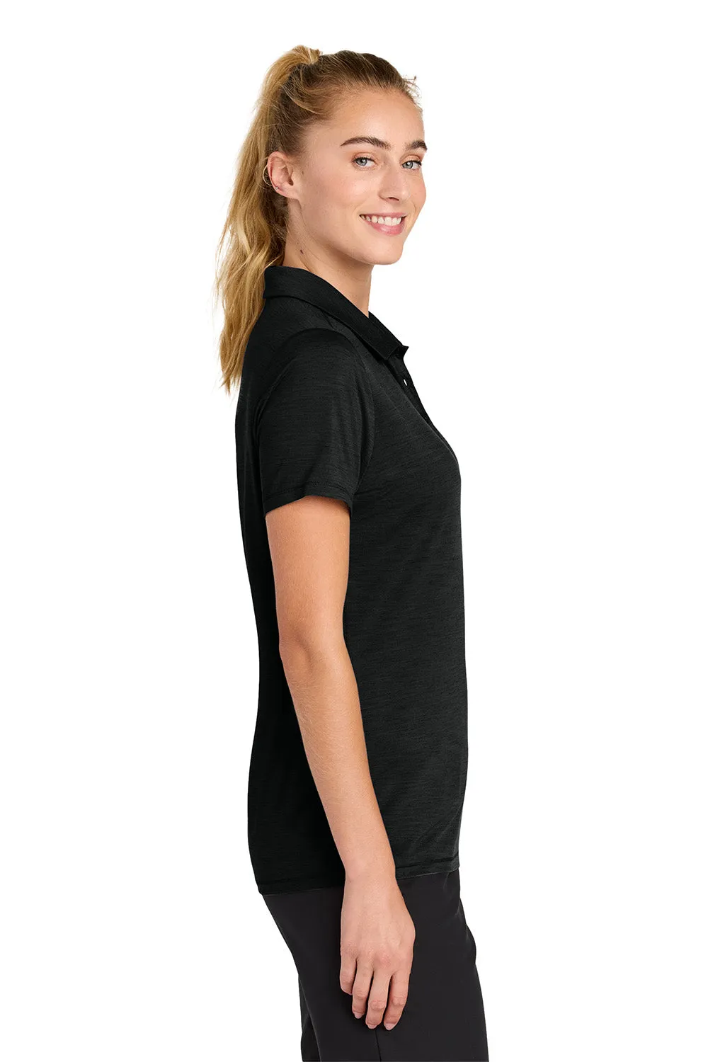 Sport-Tek Womens Versa Moisture Wicking Short Sleeve Polo Shirt - Black