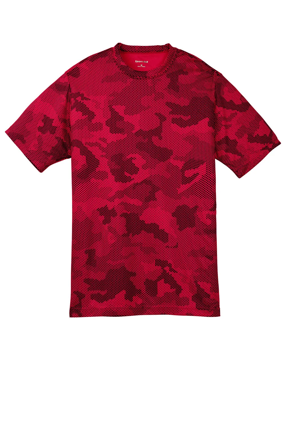 Sport-Tek Youth CamoHex Moisture Wicking Short Sleeve Crewneck T-Shirt - Deep Red
