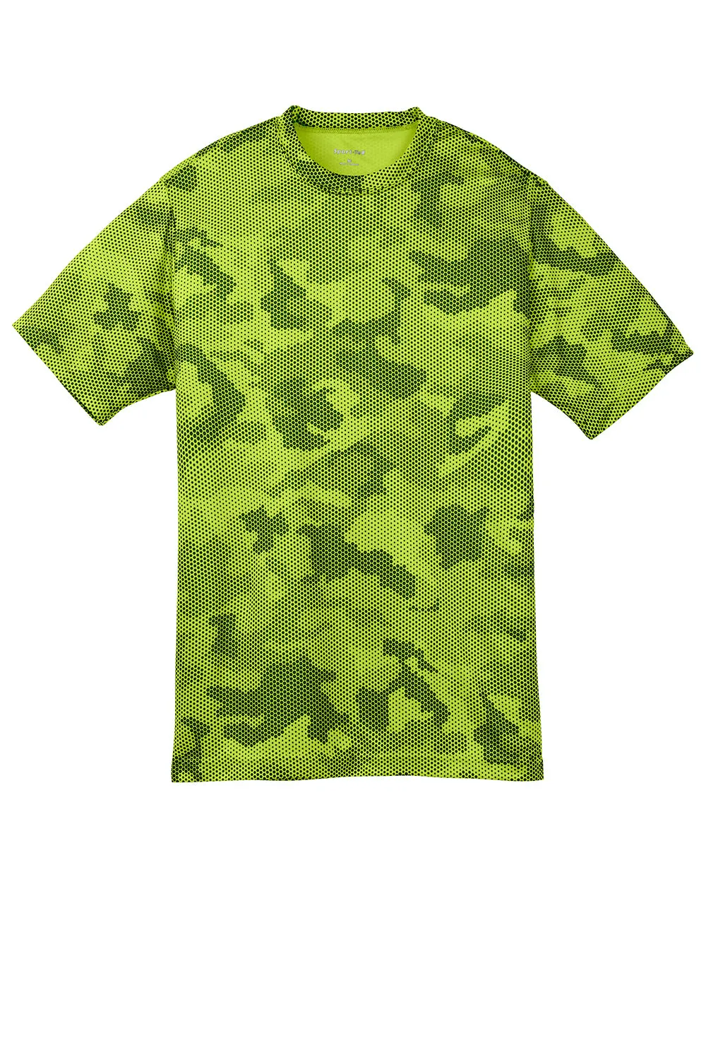 Sport-Tek Youth CamoHex Moisture Wicking Short Sleeve Crewneck T-Shirt - Lime Shock Green