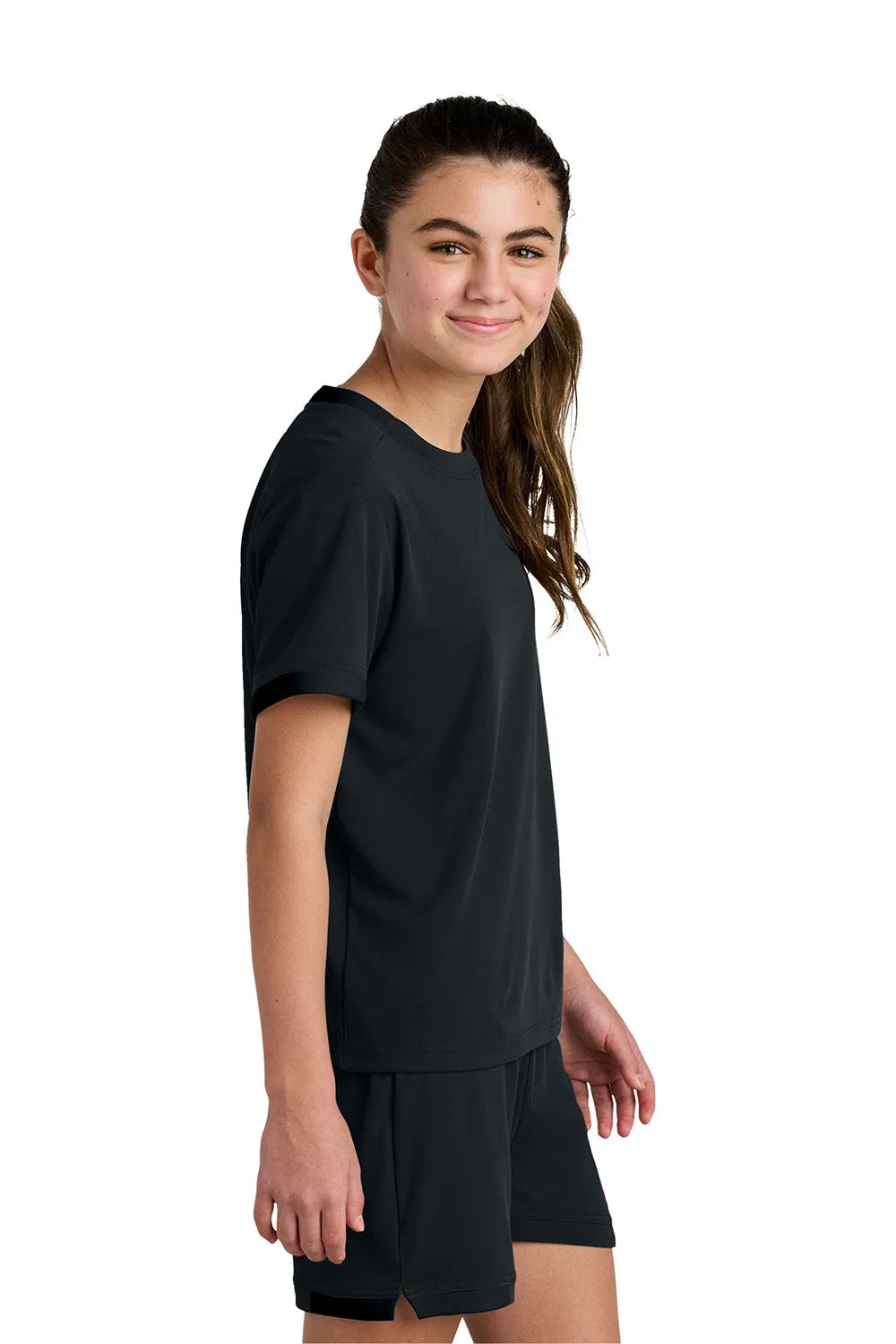 Sport-Tek Youth Club Moisture Wicking Short Sleeve Crewneck T-Shirt - Black/Black