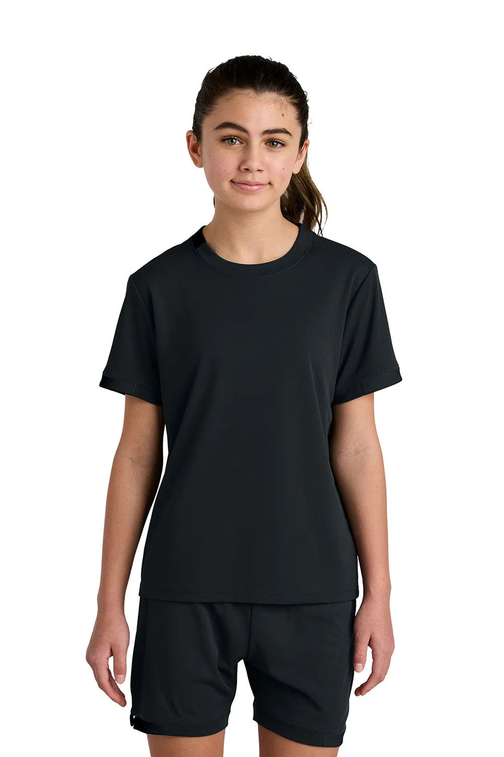 Sport-Tek Youth Club Moisture Wicking Short Sleeve Crewneck T-Shirt - Black/Black