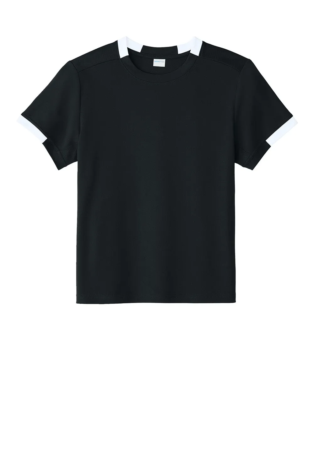 Sport-Tek Youth Club Moisture Wicking Short Sleeve Crewneck T-Shirt - Black/White