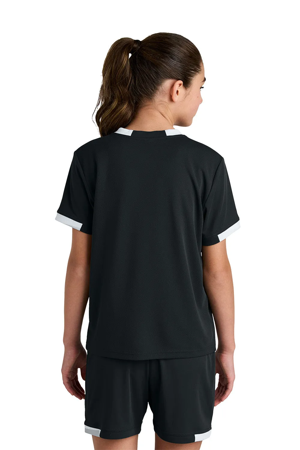 Sport-Tek Youth Club Moisture Wicking Short Sleeve Crewneck T-Shirt - Black/White