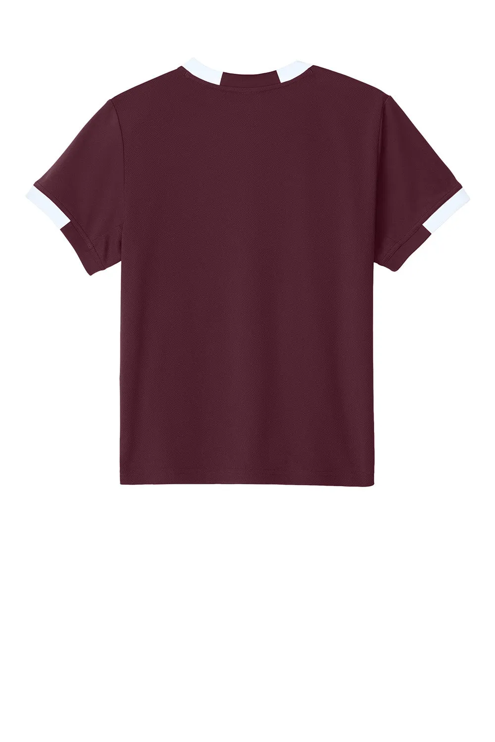 Sport-Tek Youth Club Moisture Wicking Short Sleeve Crewneck T-Shirt - Maroon/White