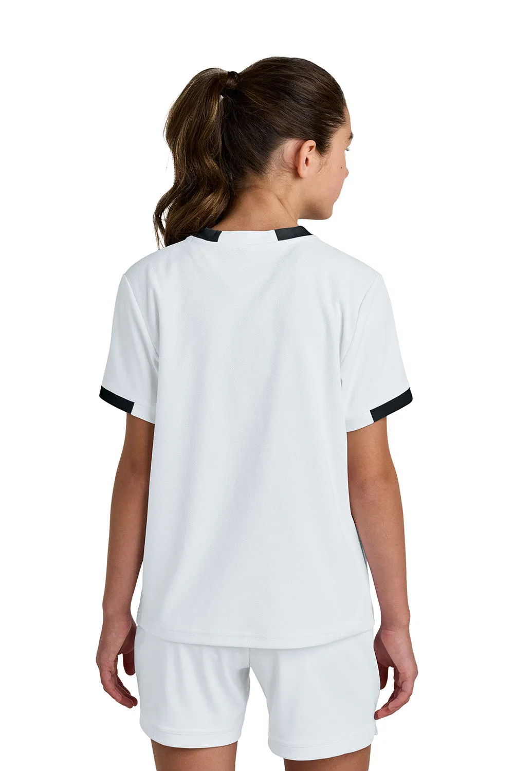 Sport-Tek Youth Club Moisture Wicking Short Sleeve Crewneck T-Shirt - White/Black