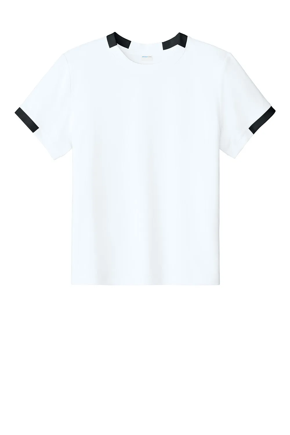 Sport-Tek Youth Club Moisture Wicking Short Sleeve Crewneck T-Shirt - White/Black