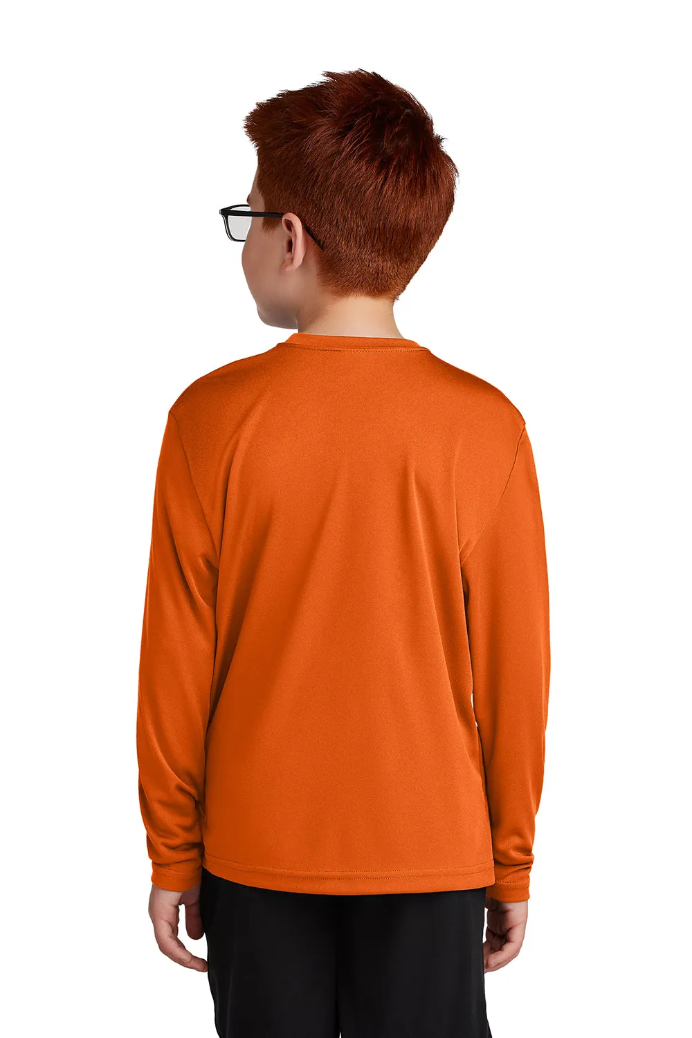 Sport-Tek Youth Competitor Moisture Wicking Long Sleeve Crewneck T-Shirt - Deep Orange - Closeout
