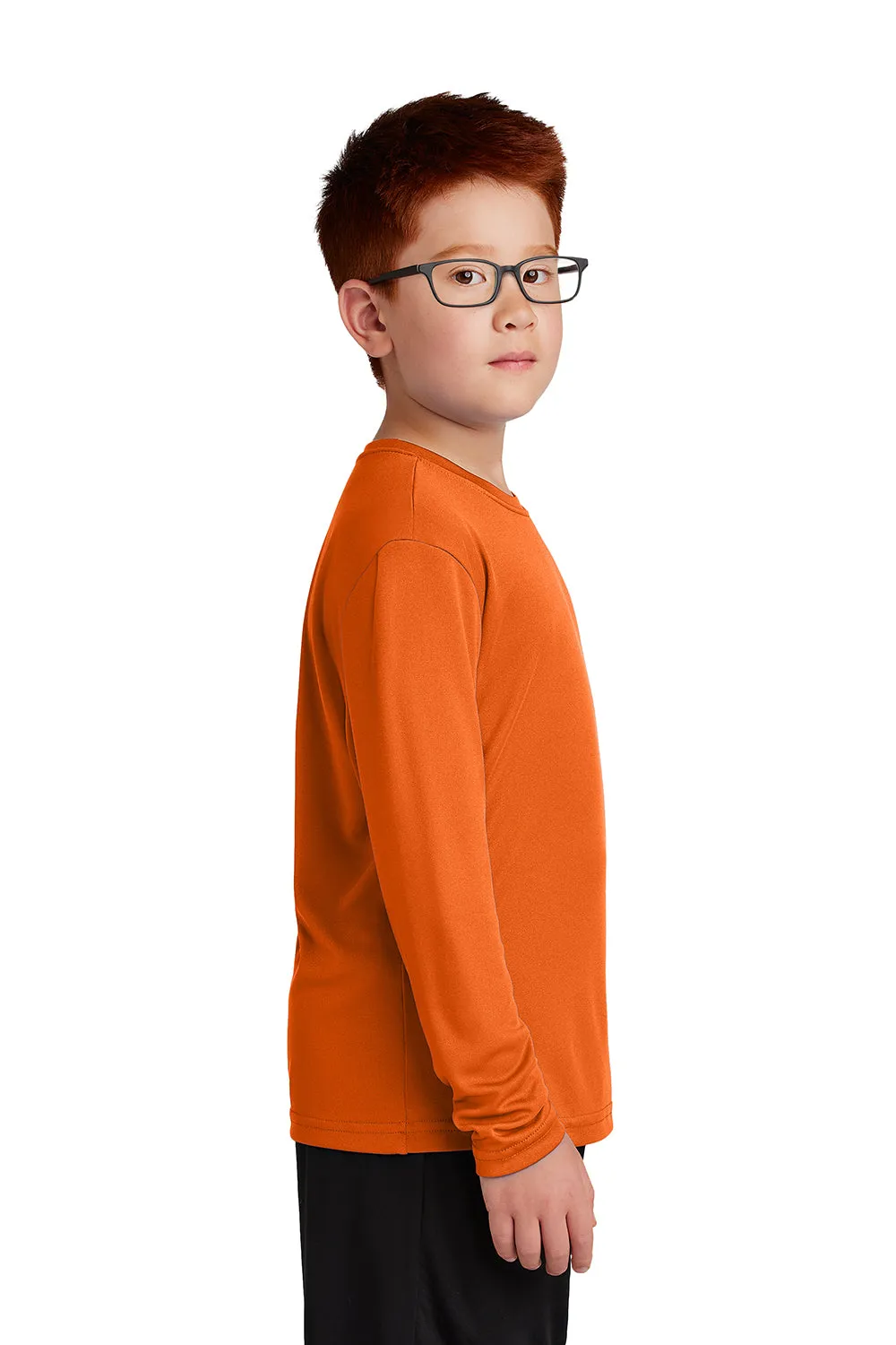 Sport-Tek Youth Competitor Moisture Wicking Long Sleeve Crewneck T-Shirt - Deep Orange - Closeout