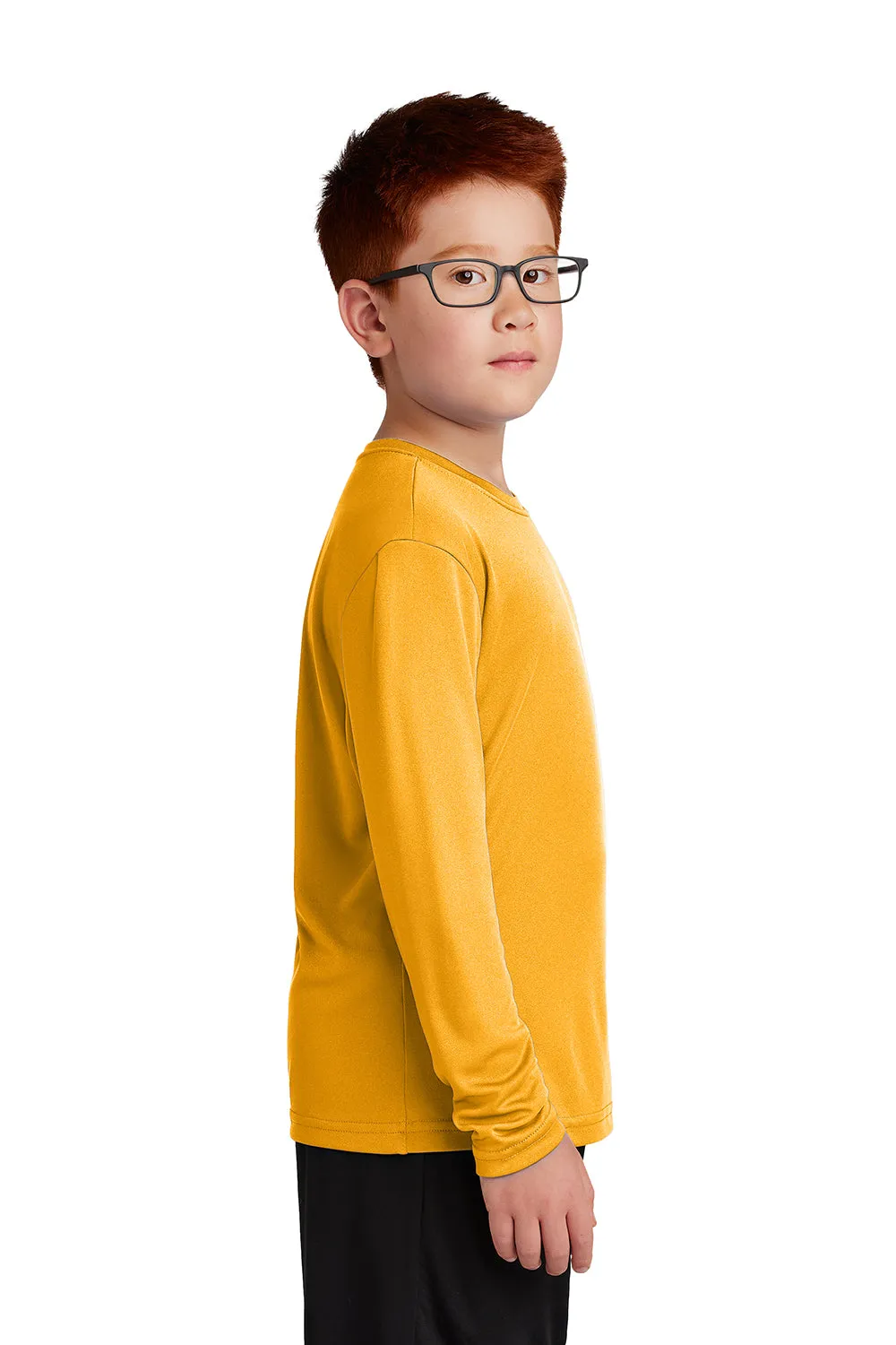 Sport-Tek Youth Competitor Moisture Wicking Long Sleeve Crewneck T-Shirt - Gold