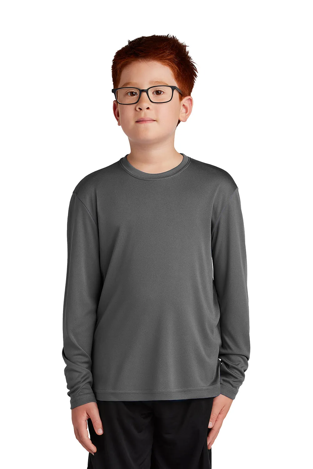Sport-Tek Youth Competitor Moisture Wicking Long Sleeve Crewneck T-Shirt - Iron Grey