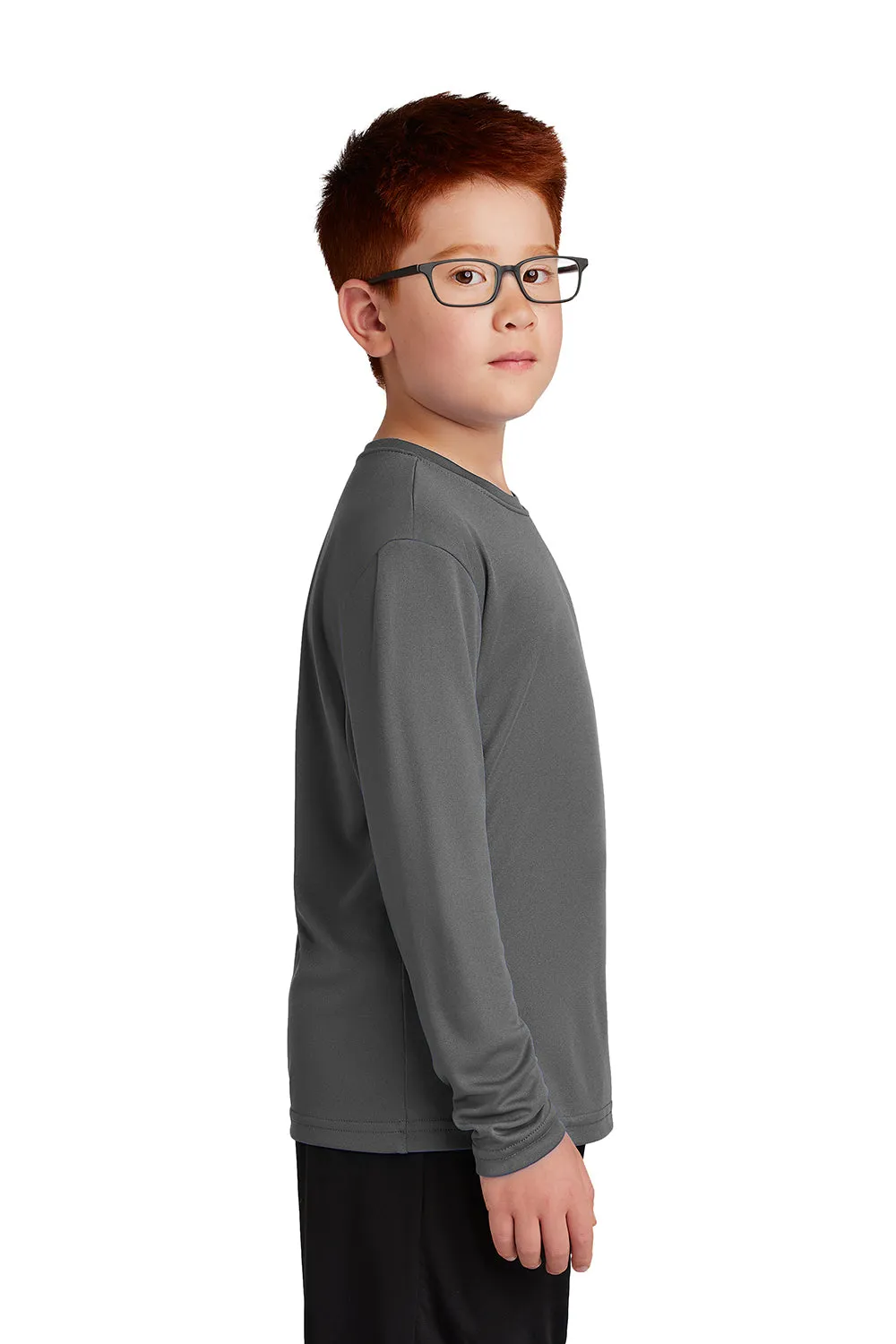 Sport-Tek Youth Competitor Moisture Wicking Long Sleeve Crewneck T-Shirt - Iron Grey