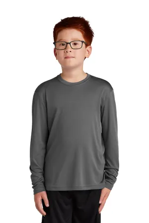 Sport-Tek Youth Competitor Moisture Wicking Long Sleeve Crewneck T-Shirt - Iron Grey