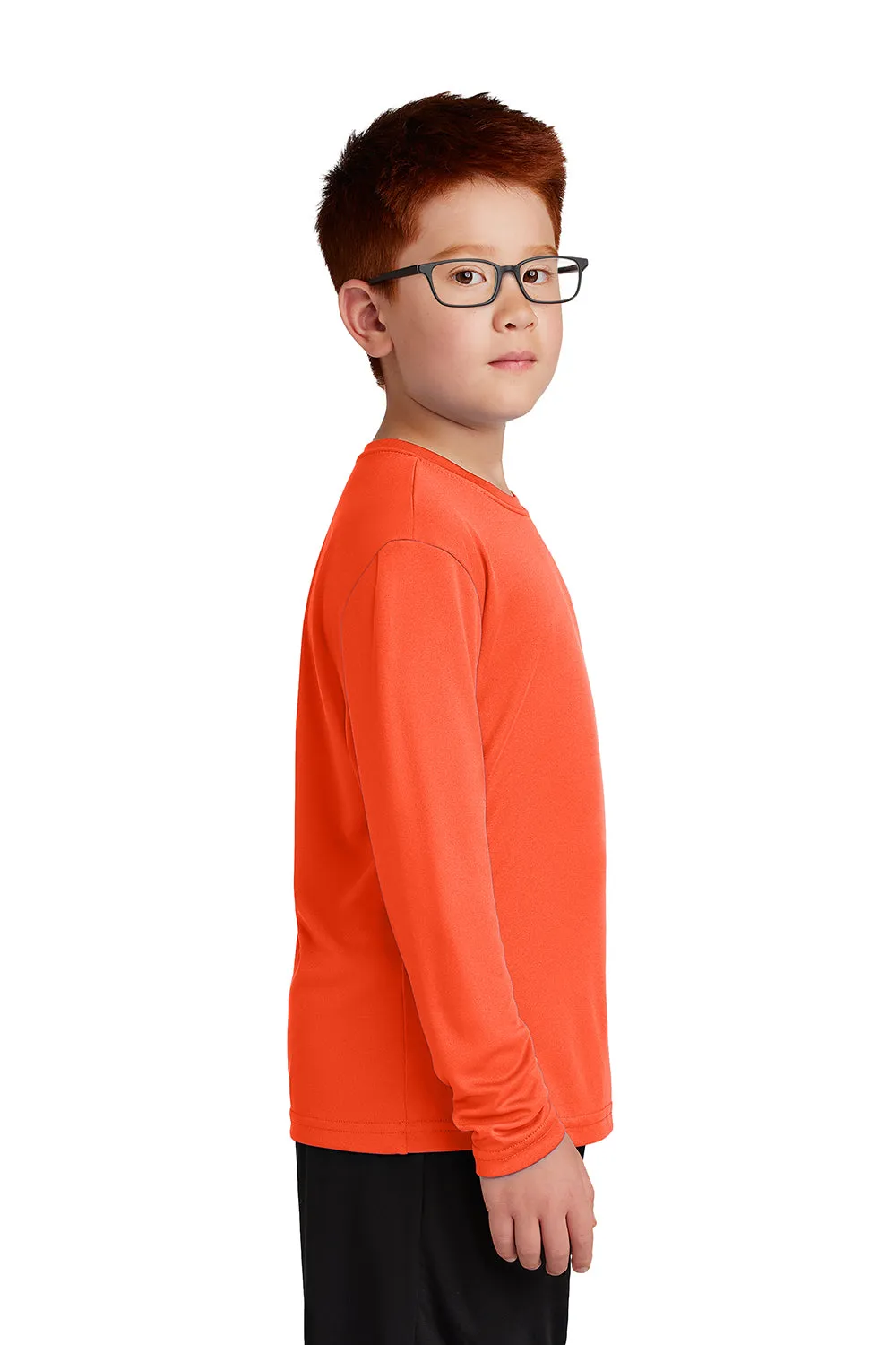 Sport-Tek Youth Competitor Moisture Wicking Long Sleeve Crewneck T-Shirt - Neon Orange