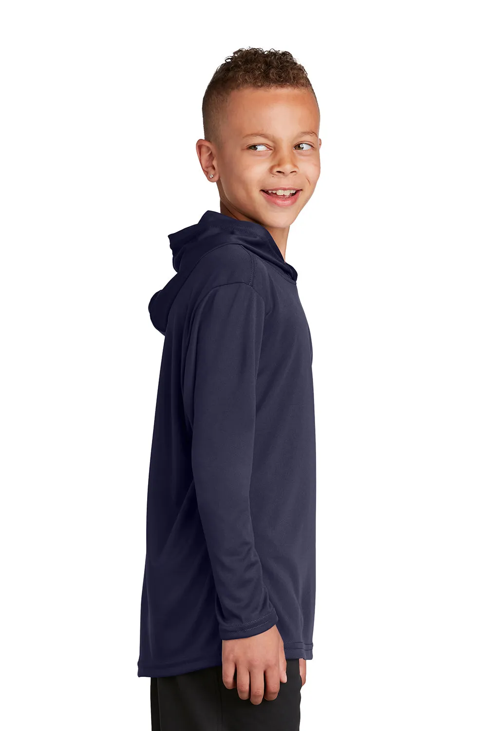 Sport-Tek Youth Competitor Moisture Wicking Long Sleeve Hooded T-Shirt Hoodie - True Navy Blue
