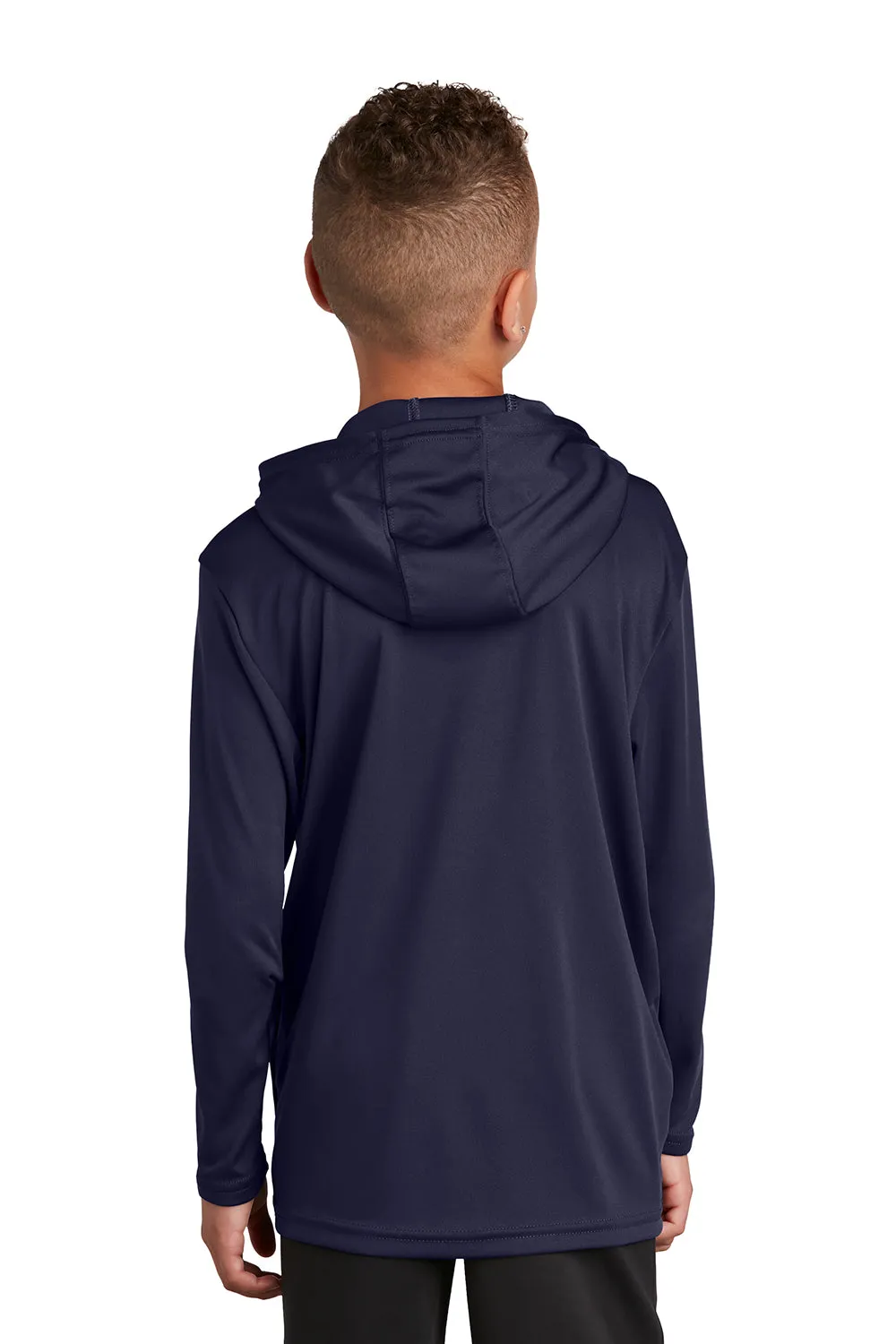 Sport-Tek Youth Competitor Moisture Wicking Long Sleeve Hooded T-Shirt Hoodie - True Navy Blue