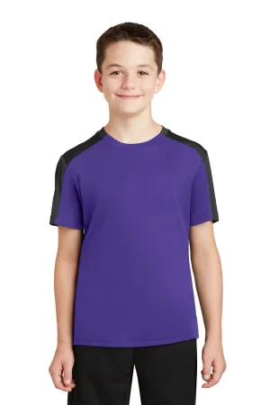 Sport-Tek Youth Competitor Moisture Wicking Short Sleeve Crewneck T-Shirt - Purple/Black - Closeout