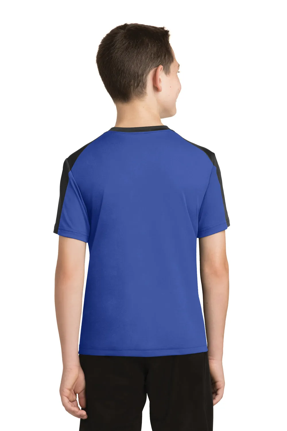 Sport-Tek Youth Competitor Moisture Wicking Short Sleeve Crewneck T-Shirt - True Royal Blue/Black - Closeout