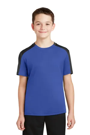 Sport-Tek Youth Competitor Moisture Wicking Short Sleeve Crewneck T-Shirt - True Royal Blue/Black - Closeout