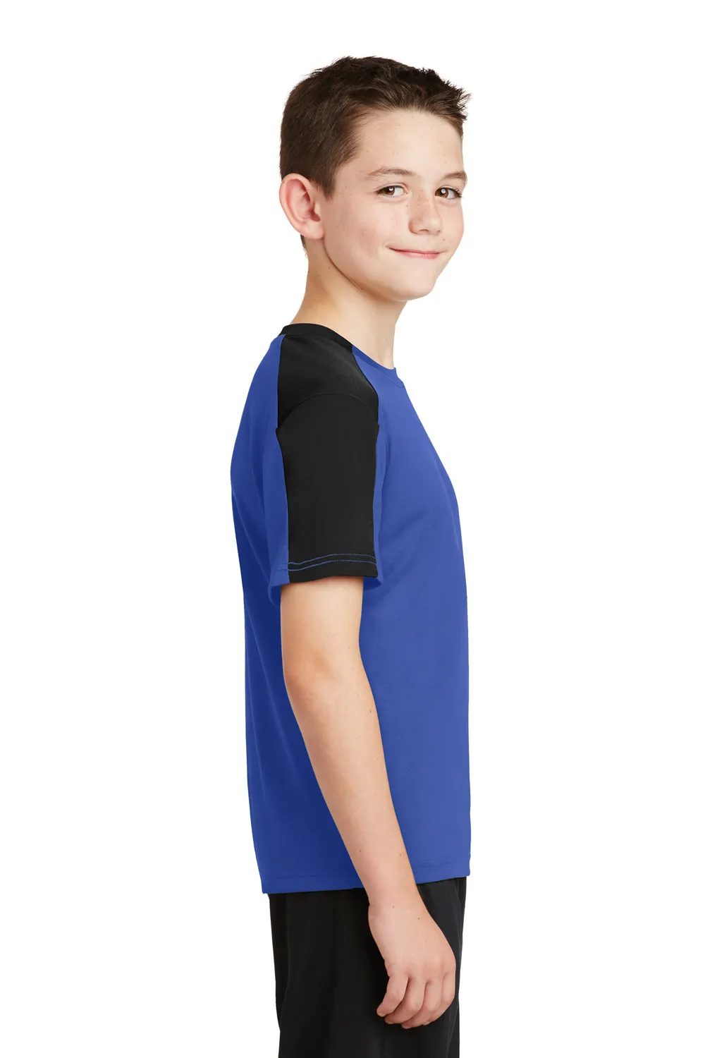 Sport-Tek Youth Competitor Moisture Wicking Short Sleeve Crewneck T-Shirt - True Royal Blue/Black - Closeout