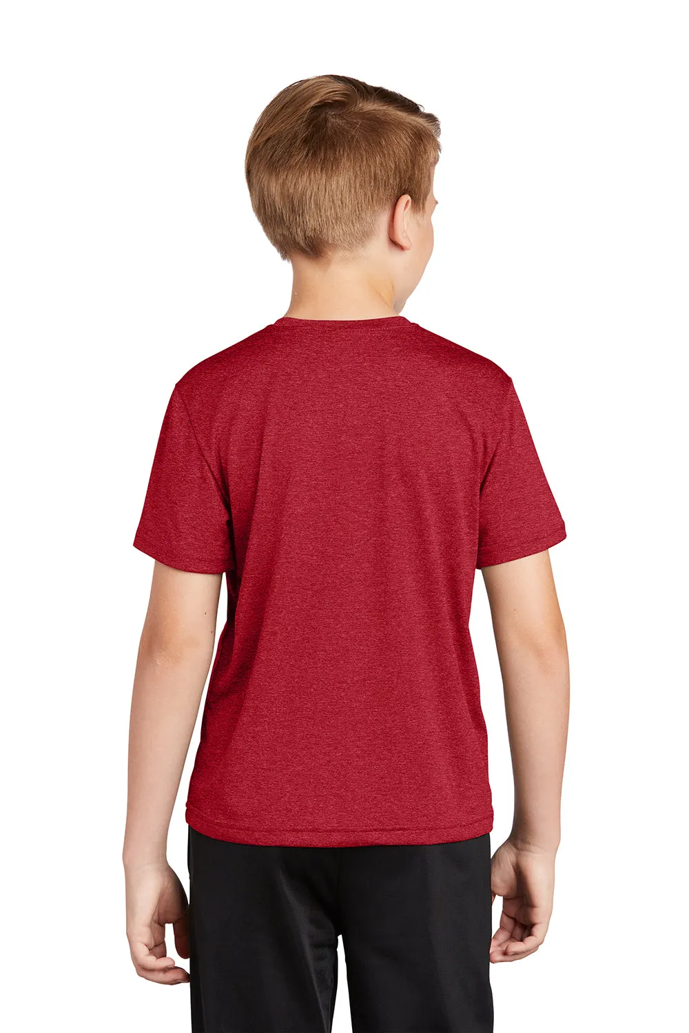Sport-Tek Youth Contender Heather Moisture Wicking Short Sleeve Crewneck T-Shirt - Heather Scarlet Red