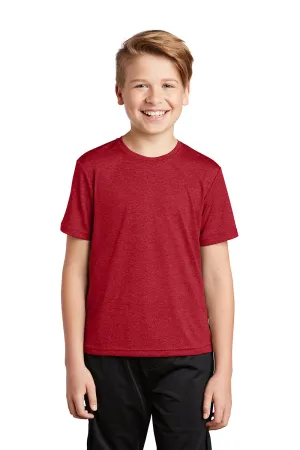 Sport-Tek Youth Contender Heather Moisture Wicking Short Sleeve Crewneck T-Shirt - Heather Scarlet Red
