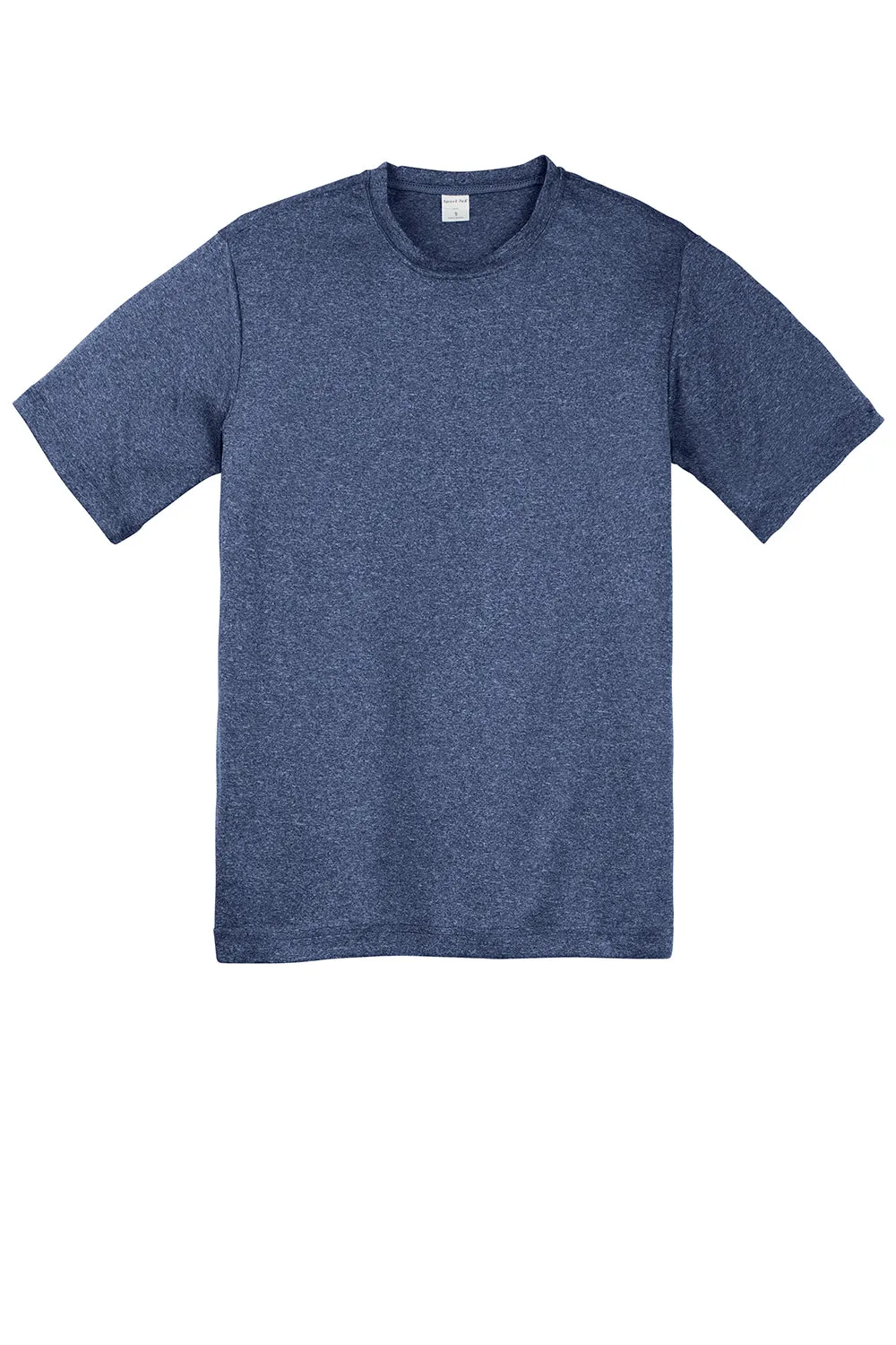Sport-Tek Youth Contender Heather Moisture Wicking Short Sleeve Crewneck T-Shirt - Heather True Navy Blue