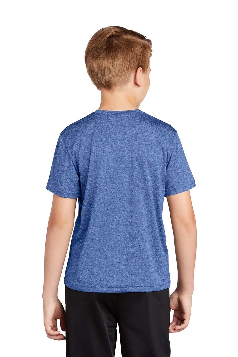 Sport-Tek Youth Contender Heather Moisture Wicking Short Sleeve Crewneck T-Shirt - Heather True Royal Blue