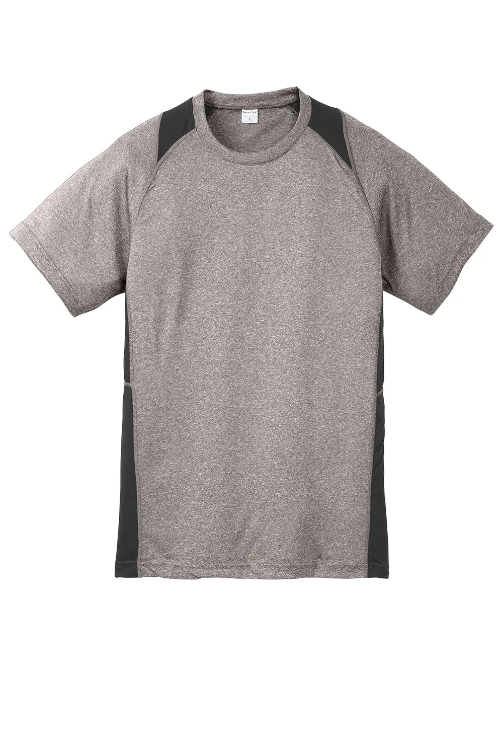 Sport-Tek Youth Contender Heather Moisture Wicking Short Sleeve Crewneck T-Shirt - Heather Vintage Grey/Black