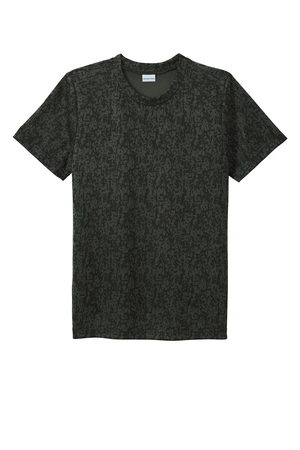Sport-Tek Youth Digi Camo Moisture Wicking Short Sleeve Crewneck T-Shirt - Black