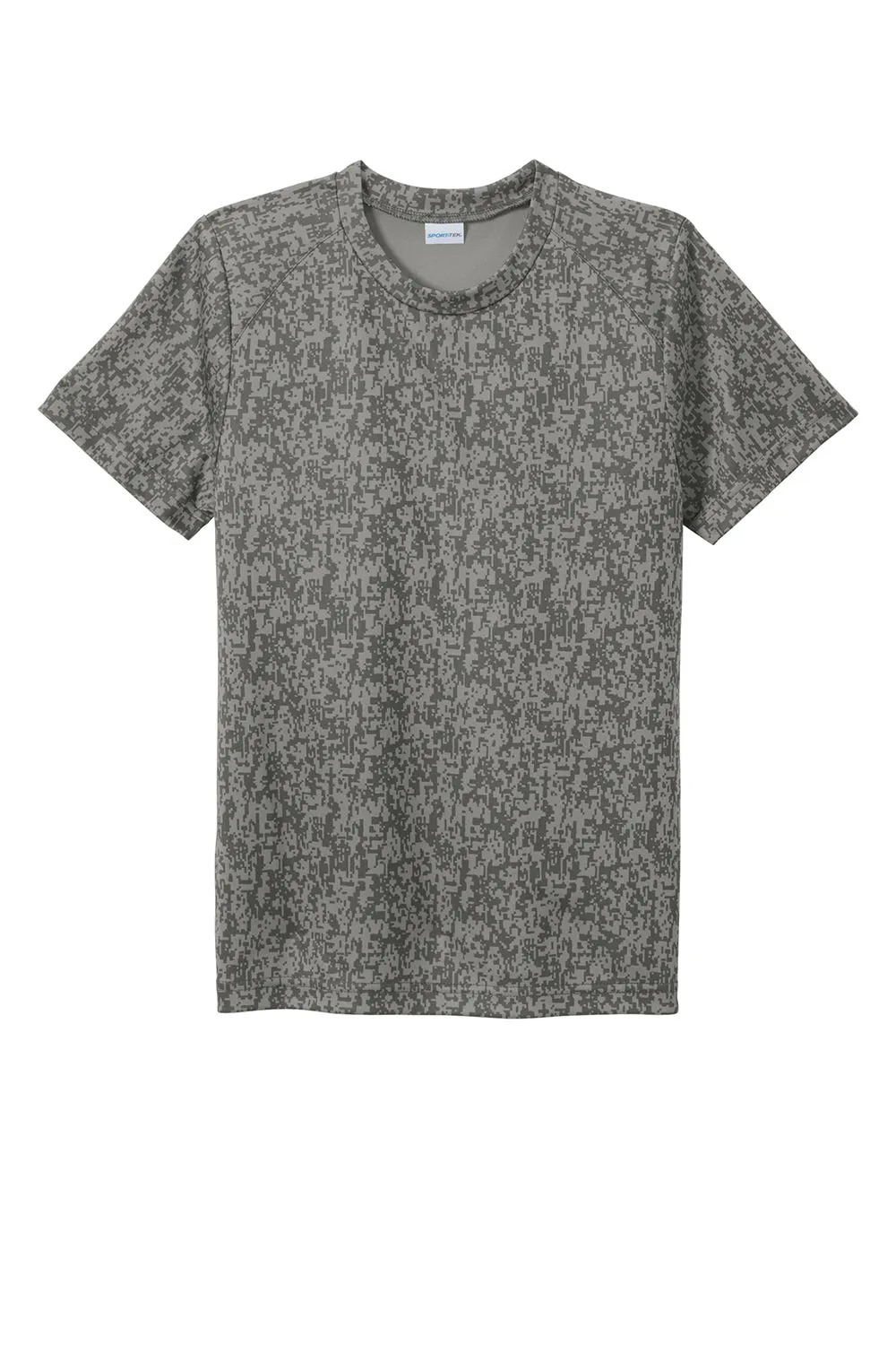 Sport-Tek Youth Digi Camo Moisture Wicking Short Sleeve Crewneck T-Shirt - Concrete Grey