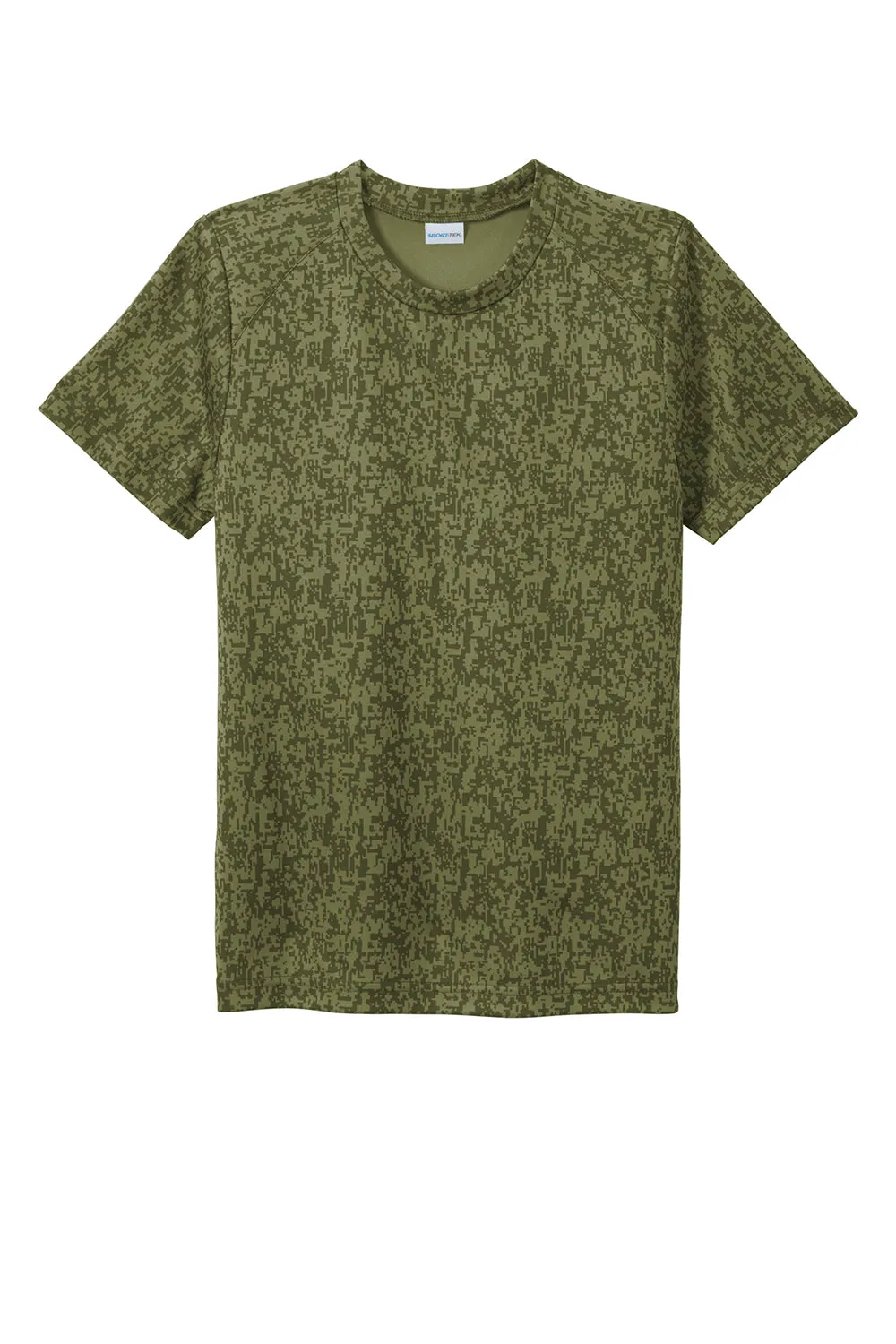 Sport-Tek Youth Digi Camo Moisture Wicking Short Sleeve Crewneck T-Shirt - Olive Drab Green
