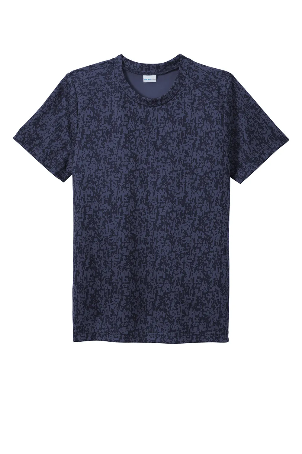 Sport-Tek Youth Digi Camo Moisture Wicking Short Sleeve Crewneck T-Shirt - True Navy Blue