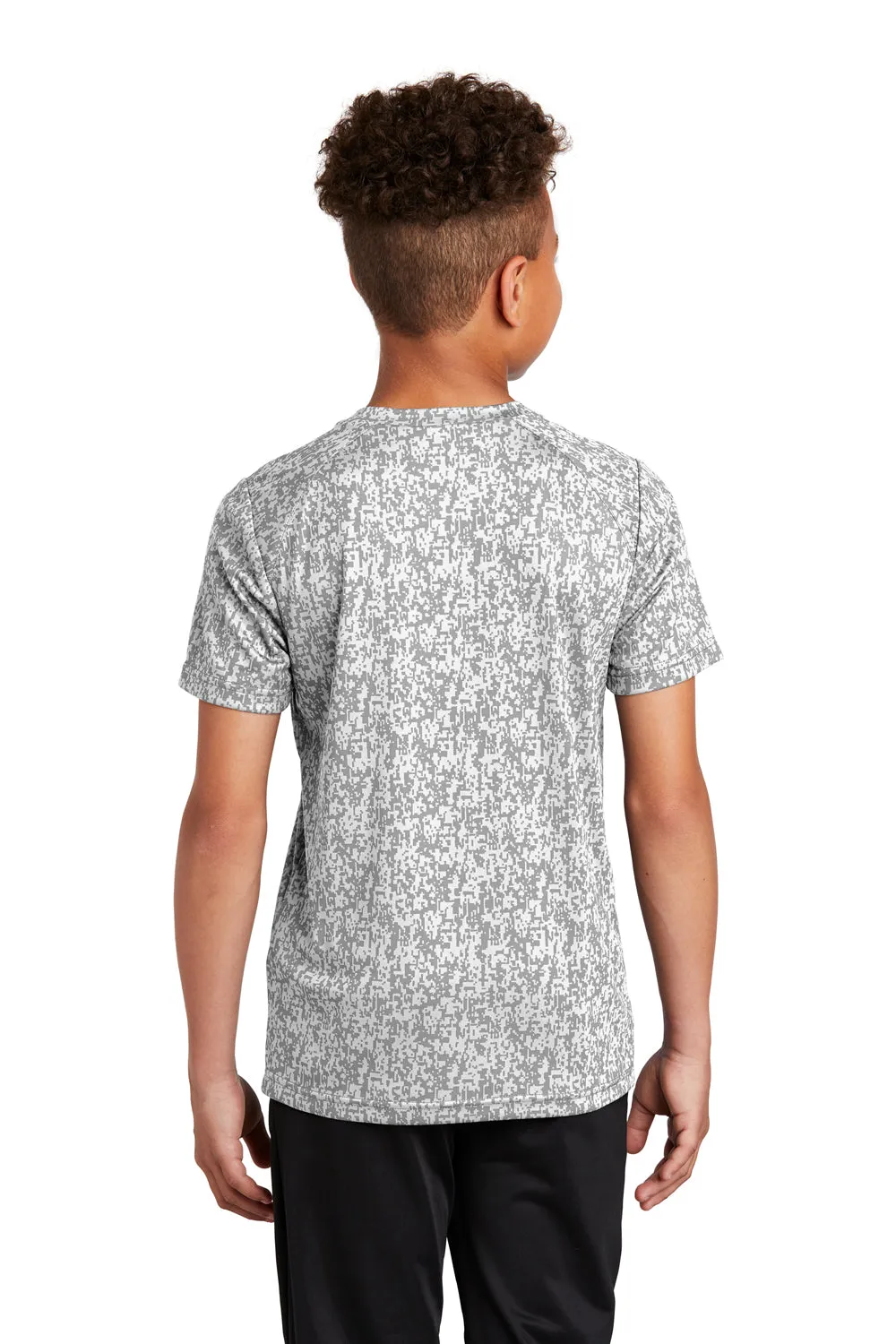 Sport-Tek Youth Digi Camo Moisture Wicking Short Sleeve Crewneck T-Shirt - White