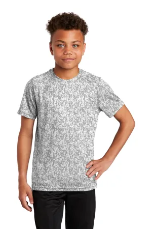 Sport-Tek Youth Digi Camo Moisture Wicking Short Sleeve Crewneck T-Shirt - White