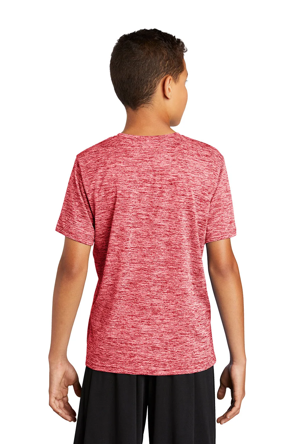 Sport-Tek Youth Electric Heather Moisture Wicking Short Sleeve Crewneck T-Shirt - Deep Red Electric - Closeout