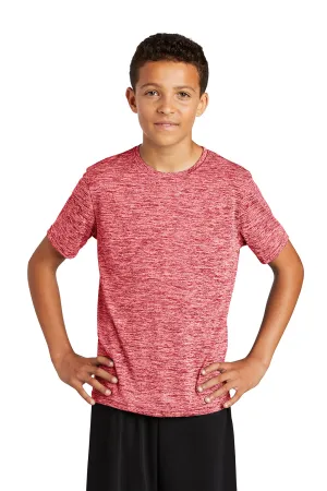 Sport-Tek Youth Electric Heather Moisture Wicking Short Sleeve Crewneck T-Shirt - Deep Red Electric - Closeout
