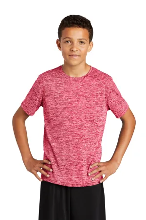 Sport-Tek Youth Electric Heather Moisture Wicking Short Sleeve Crewneck T-Shirt - Power Pink Electric - Closeout