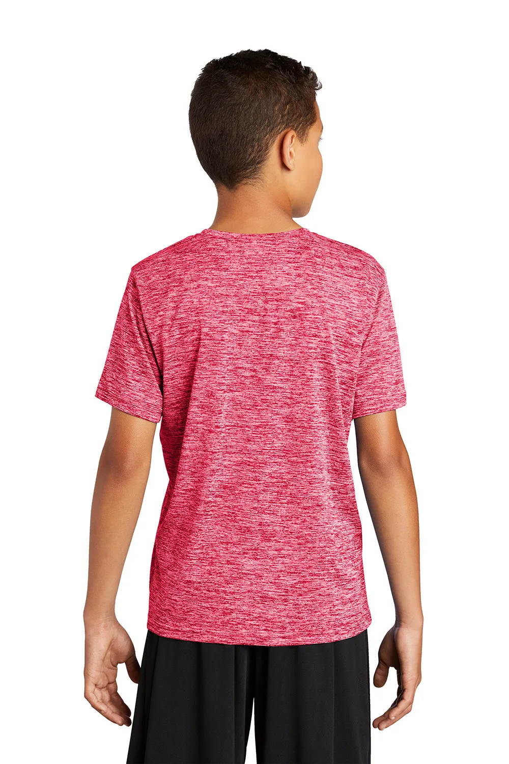 Sport-Tek Youth Electric Heather Moisture Wicking Short Sleeve Crewneck T-Shirt - Power Pink Electric - Closeout