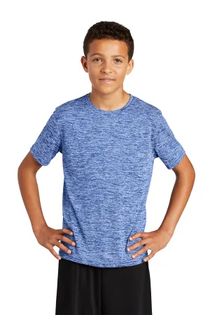 Sport-Tek Youth Electric Heather Moisture Wicking Short Sleeve Crewneck T-Shirt - True Royal Blue Electric