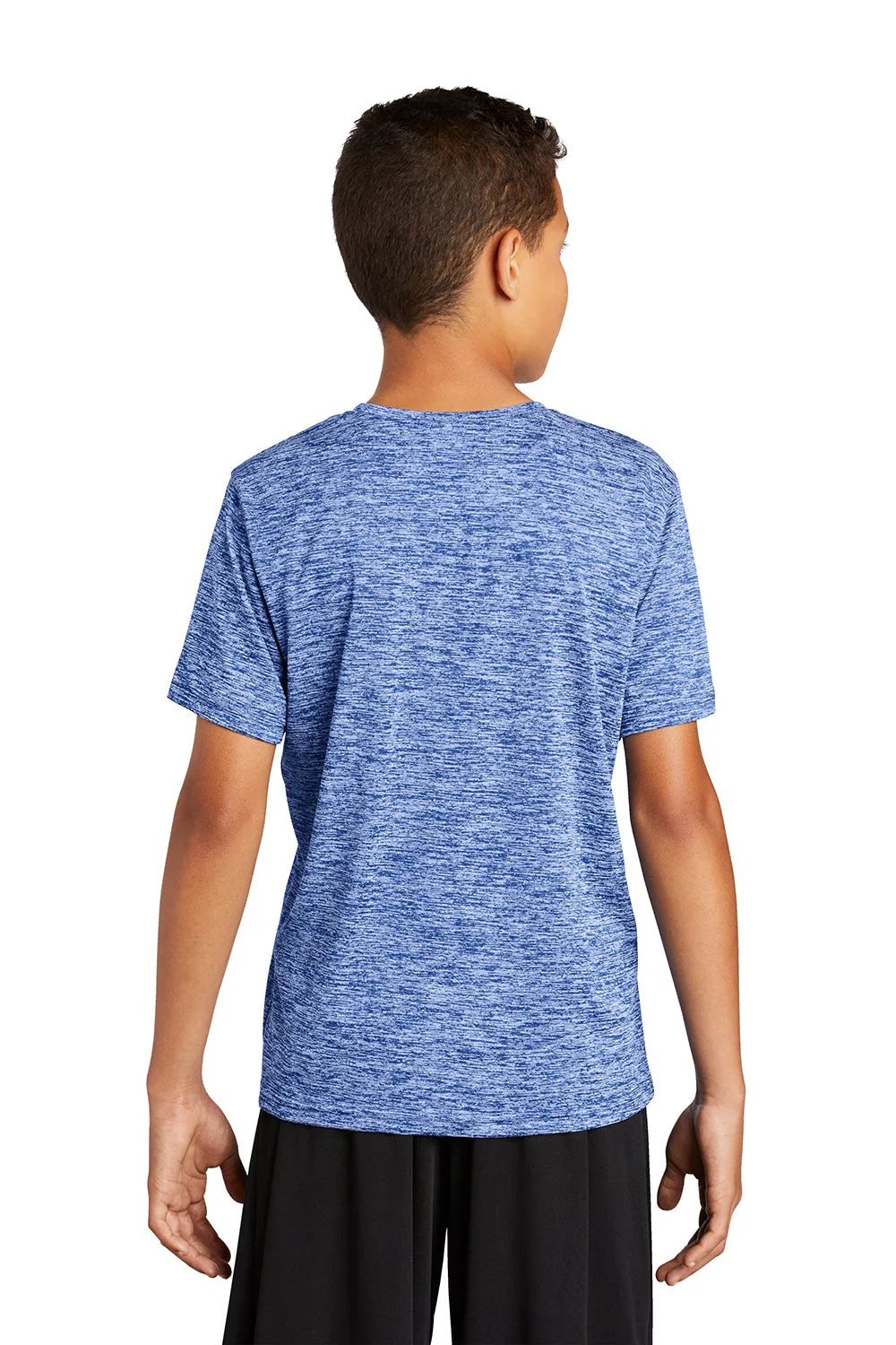 Sport-Tek Youth Electric Heather Moisture Wicking Short Sleeve Crewneck T-Shirt - True Royal Blue Electric