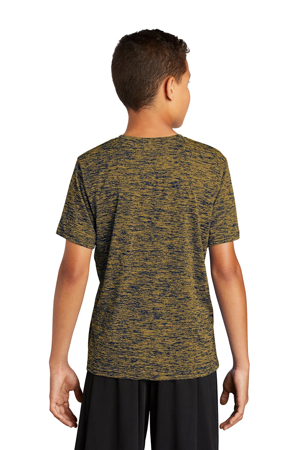 Sport-Tek Youth Electric Heather Moisture Wicking Short Sleeve Crewneck T-Shirt - True Royal Blue Gold Electric - Closeout
