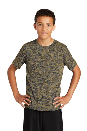 Sport-Tek Youth Electric Heather Moisture Wicking Short Sleeve Crewneck T-Shirt - True Royal Blue Gold Electric - Closeout