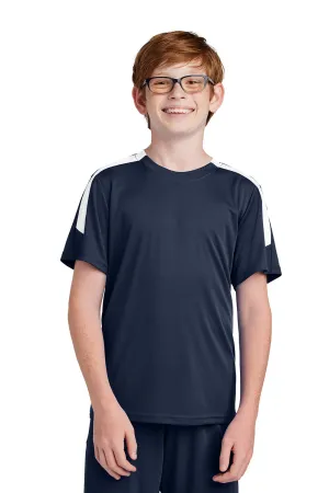 Sport-Tek Youth Moisture Wicking Competitor United Short Sleeve Crewneck T-Shirt - True Navy Blue/White