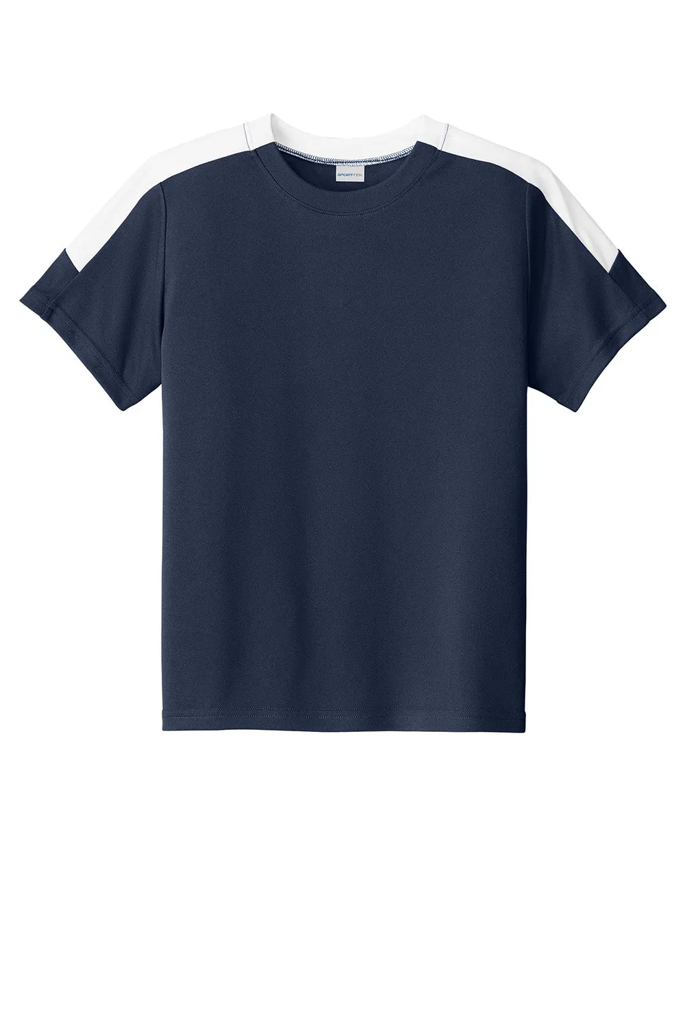Sport-Tek Youth Moisture Wicking Competitor United Short Sleeve Crewneck T-Shirt - True Navy Blue/White
