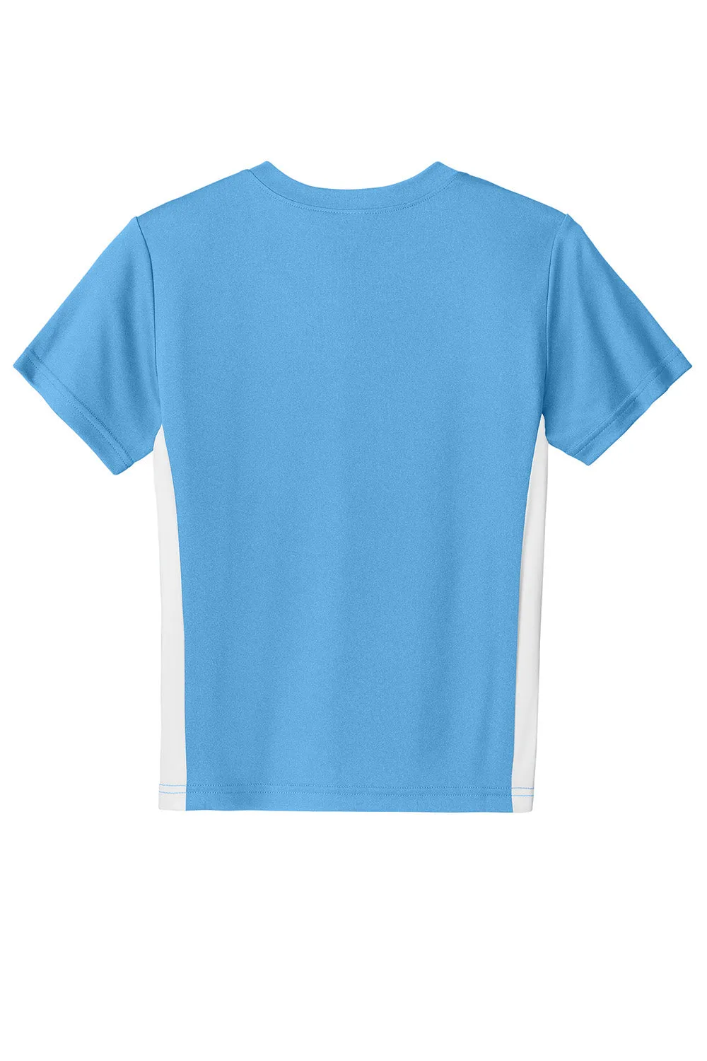 Sport-Tek Youth Moisture Wicking Competitor United Short Sleeve V-Neck T-Shirt - Carolina Blue/White