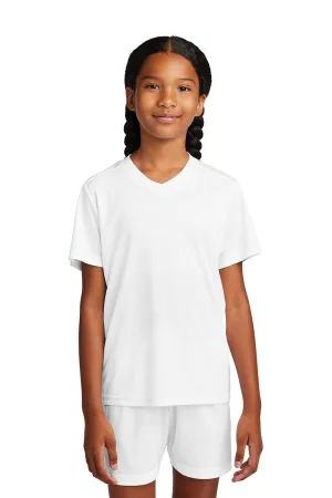 Sport-Tek Youth Moisture Wicking Competitor United Short Sleeve V-Neck T-Shirt - White