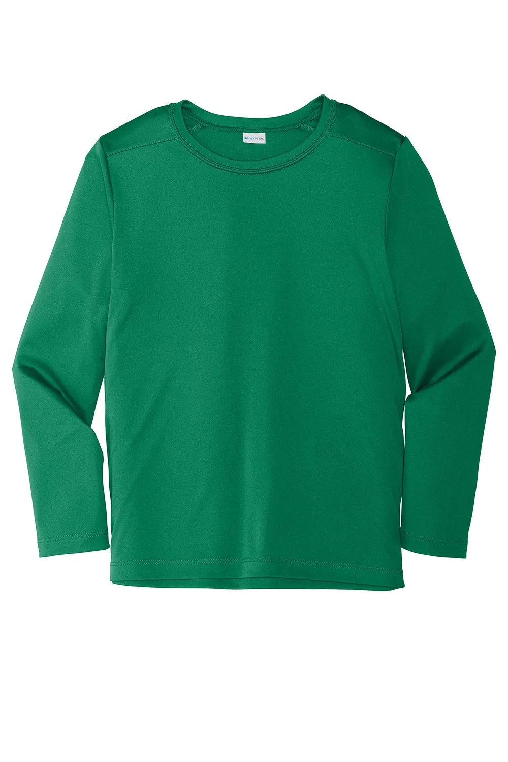 Sport-Tek Youth Moisture Wicking Long Sleeve Crewneck T-Shirt - Kelly Green - Closeout